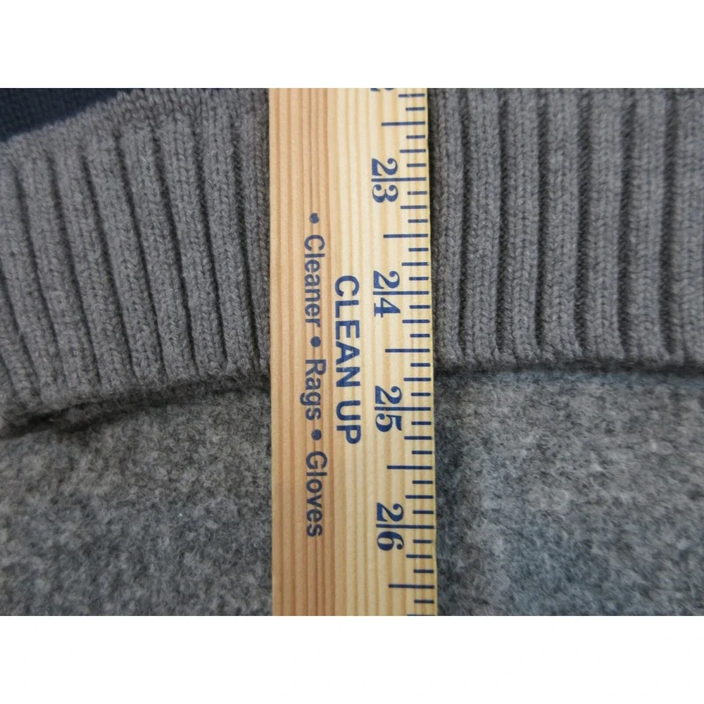 Tommy Hilfiger Sweater Mens Small Gray Crewneck Striped Knit Pullover Logo